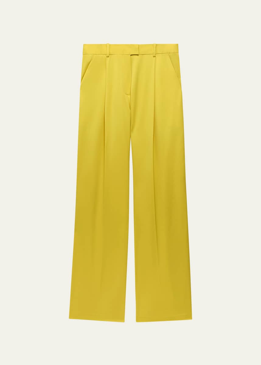 Another Tomorrow Pleated Wide-Leg Wool Pants