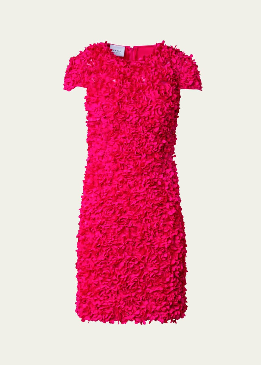 Akris punto Mix Media Mini Dress with 3D Lasercut Floral Details