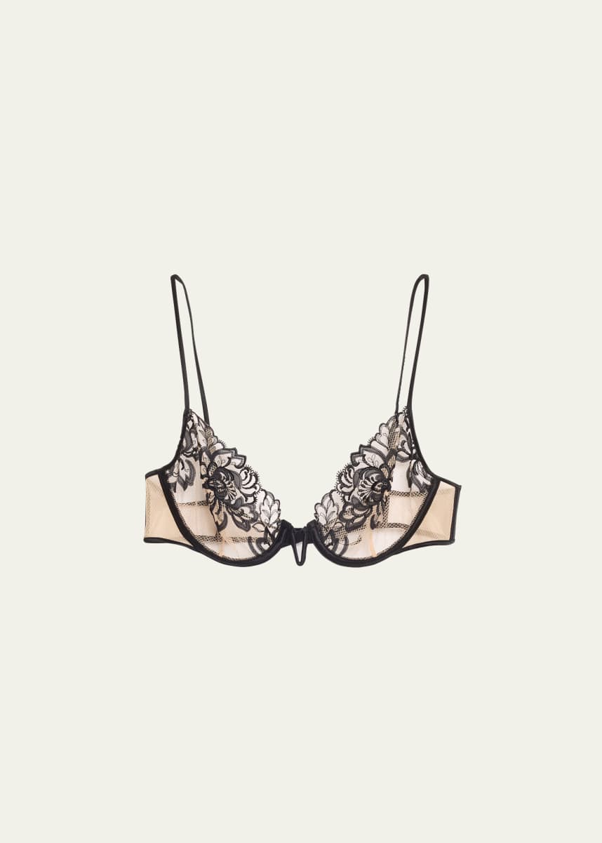 Kiki De Montparnasse Cezanne Embroidered Mesh Demi Bra