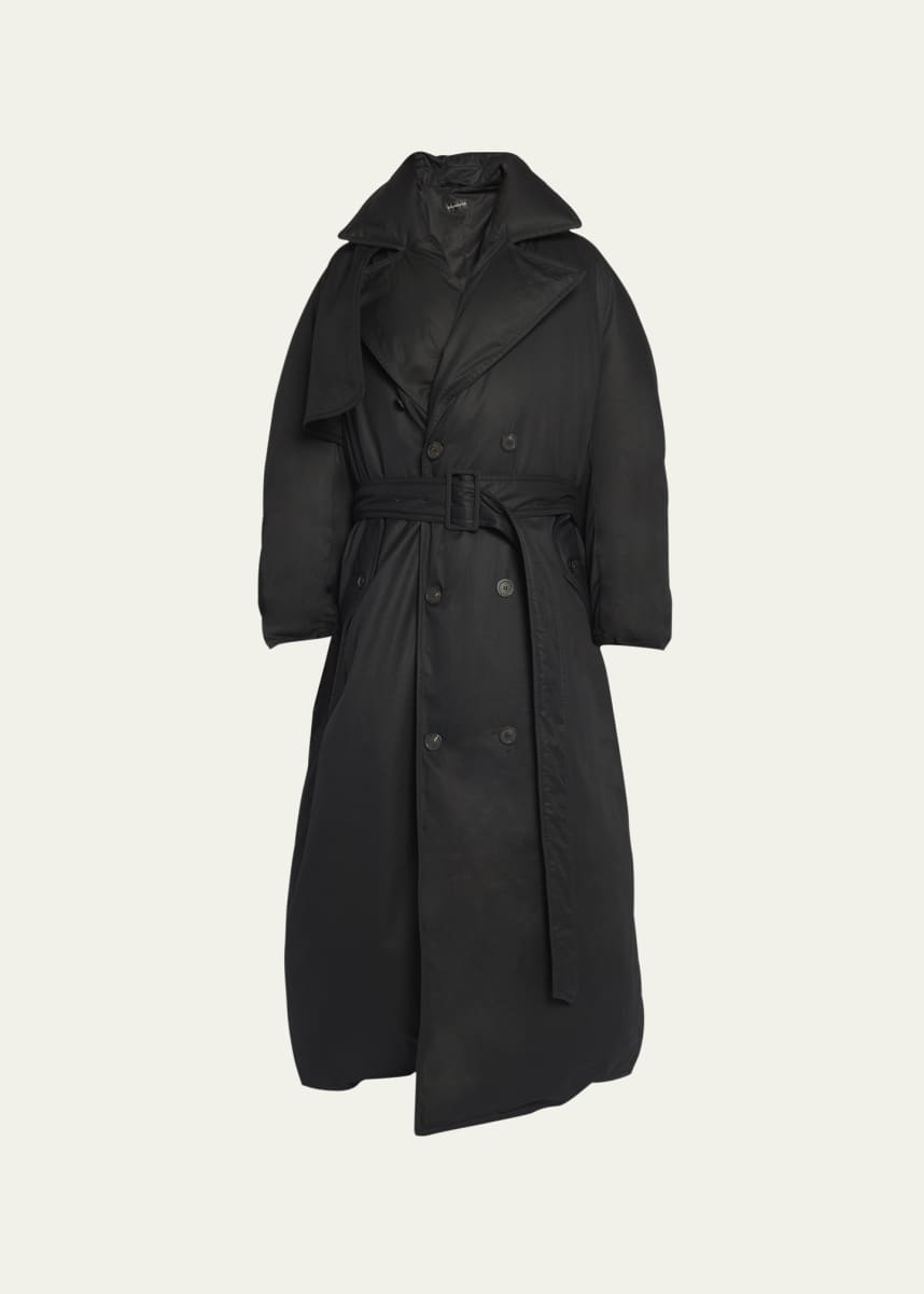 Balenciaga Men's Belted Cotton Chino Puffer Coat
