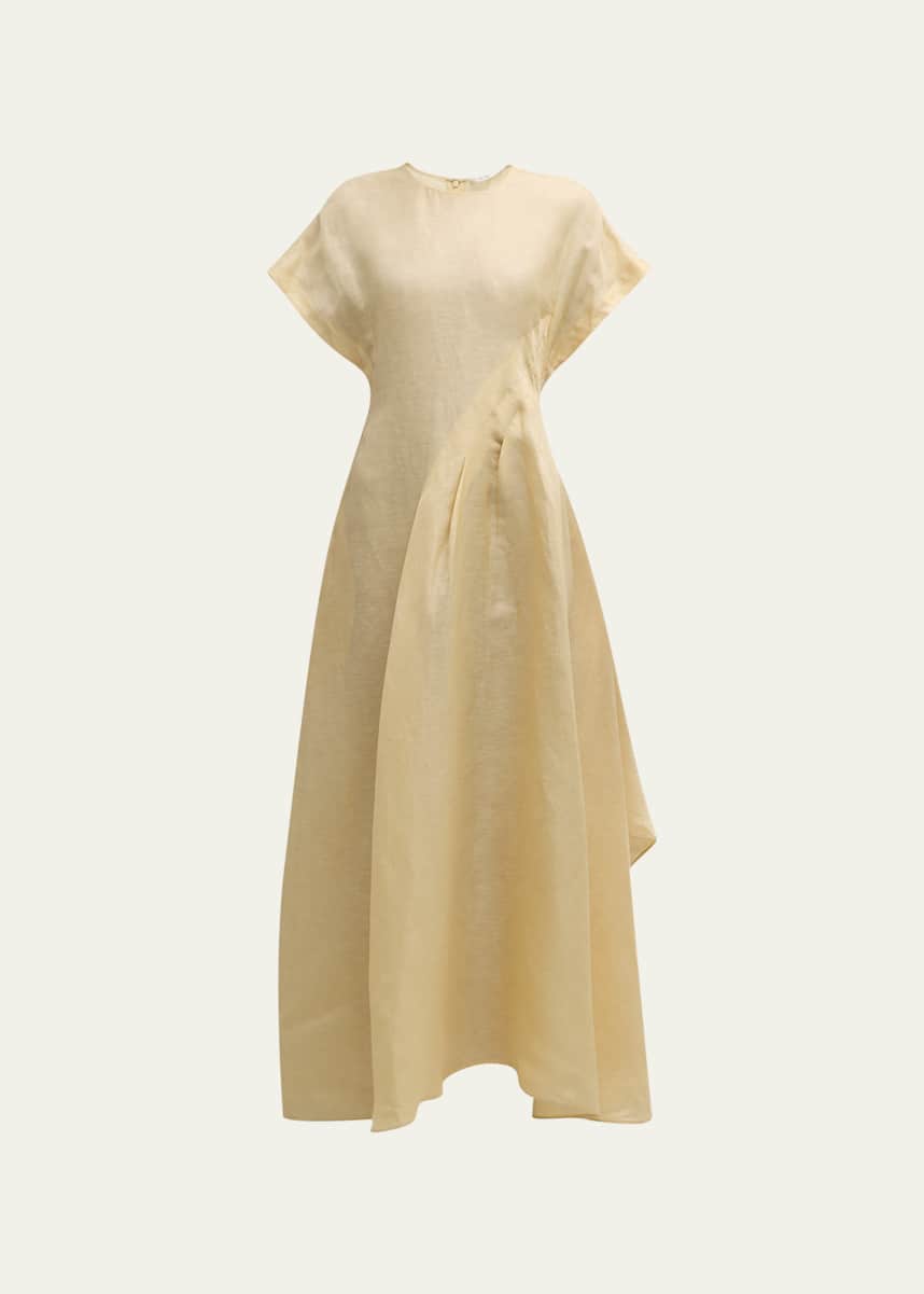 Co Pleated Short-Sleeve Maxi Dress