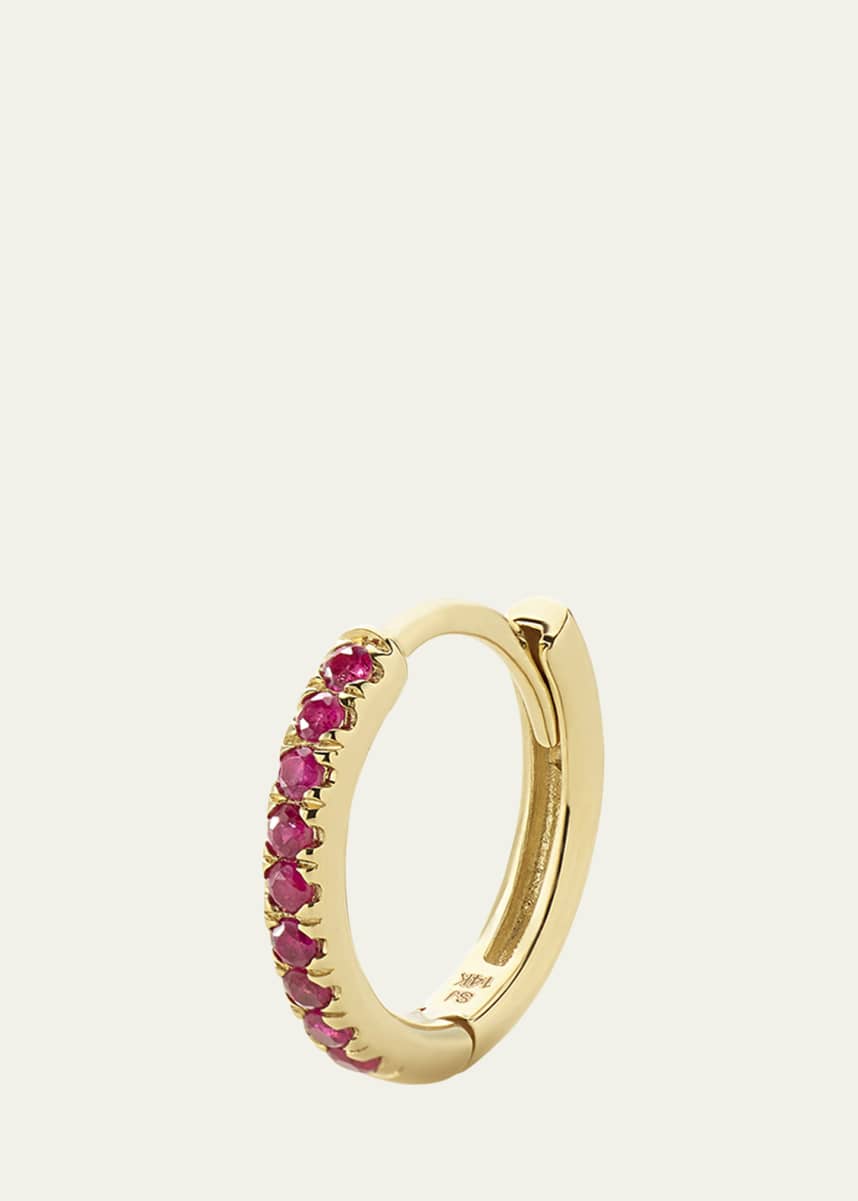 Alison Lou 14K Yellow Gold Ruby Huggie Earring, Single