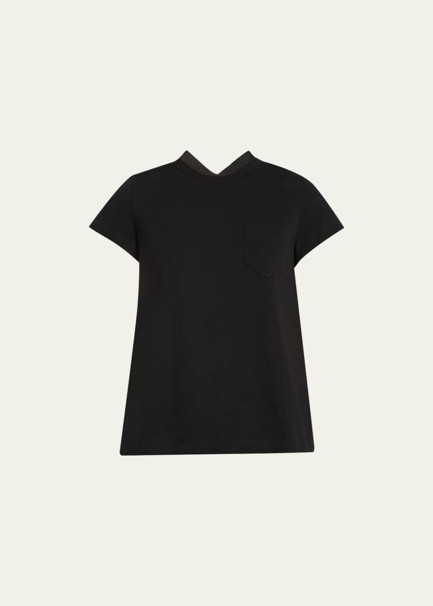 SACAI Pleated-Back Knit Tee