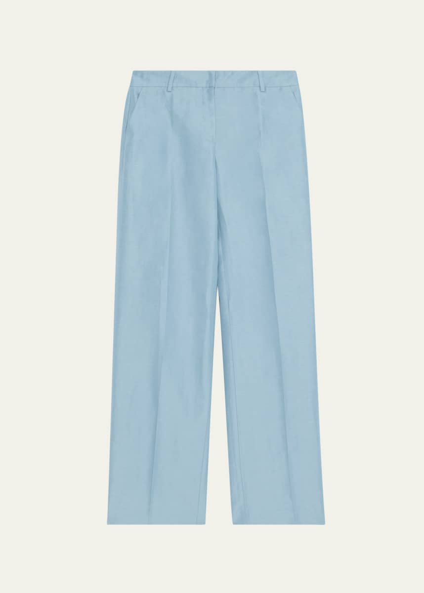 Lafayette 148 New York Gates High-Rise Straight-Leg Linen-Blend Pants
