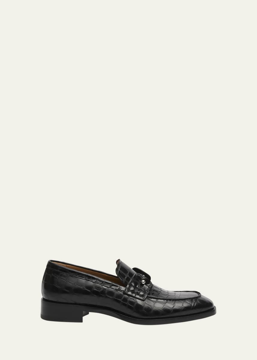 Christian Louboutin Men's Chambelimoc Croc-Embossed Leather Loafers