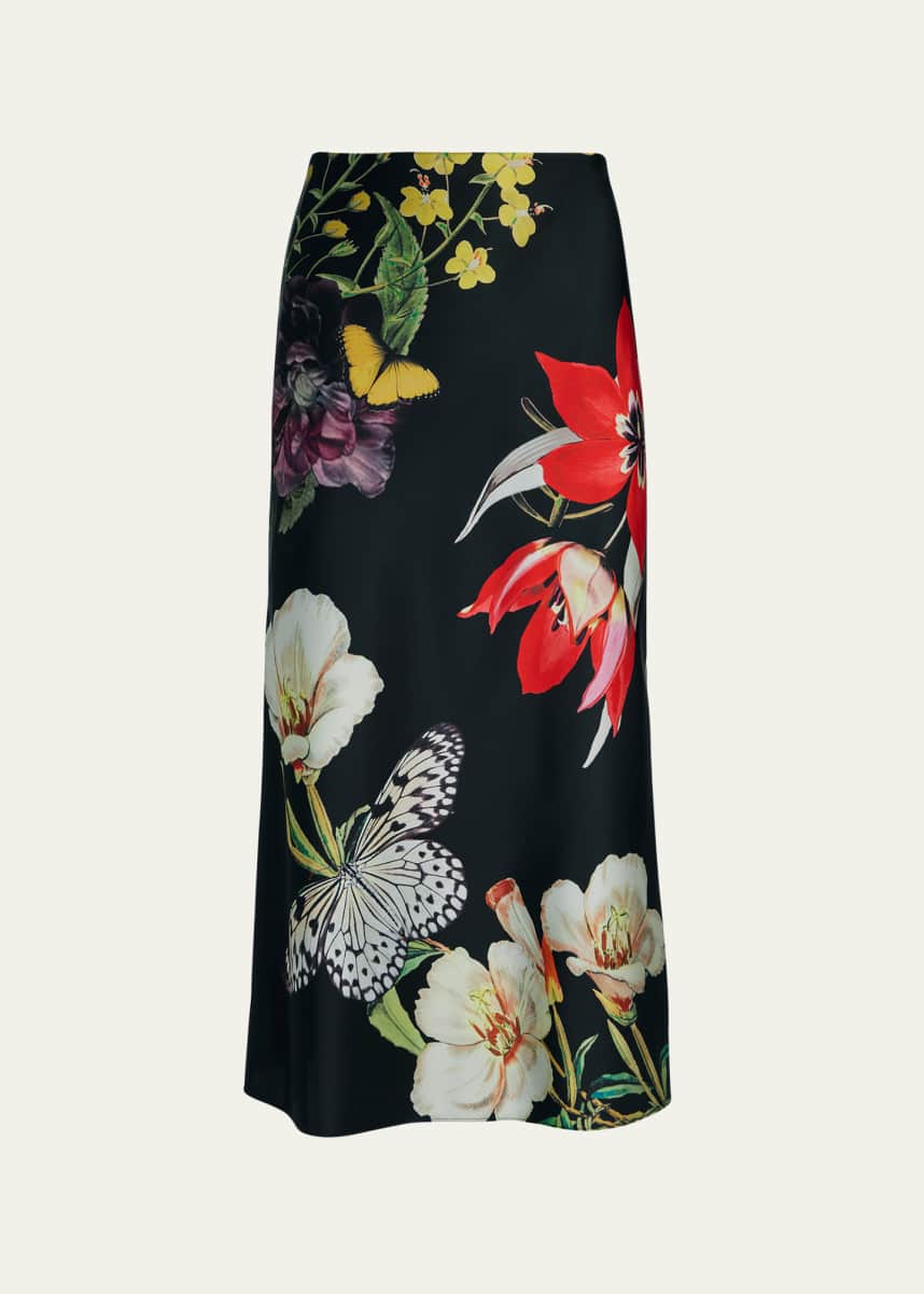 Alice + Olivia Maeve Essential Floral Slip Skirt