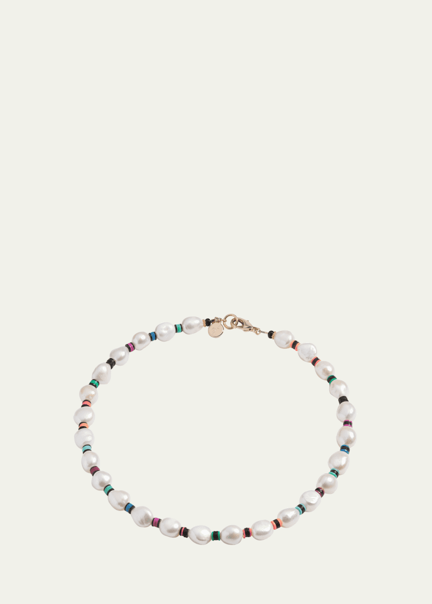 Elsie Frieda Francis Necklace with Freshwater Pearls and Heishi Beads