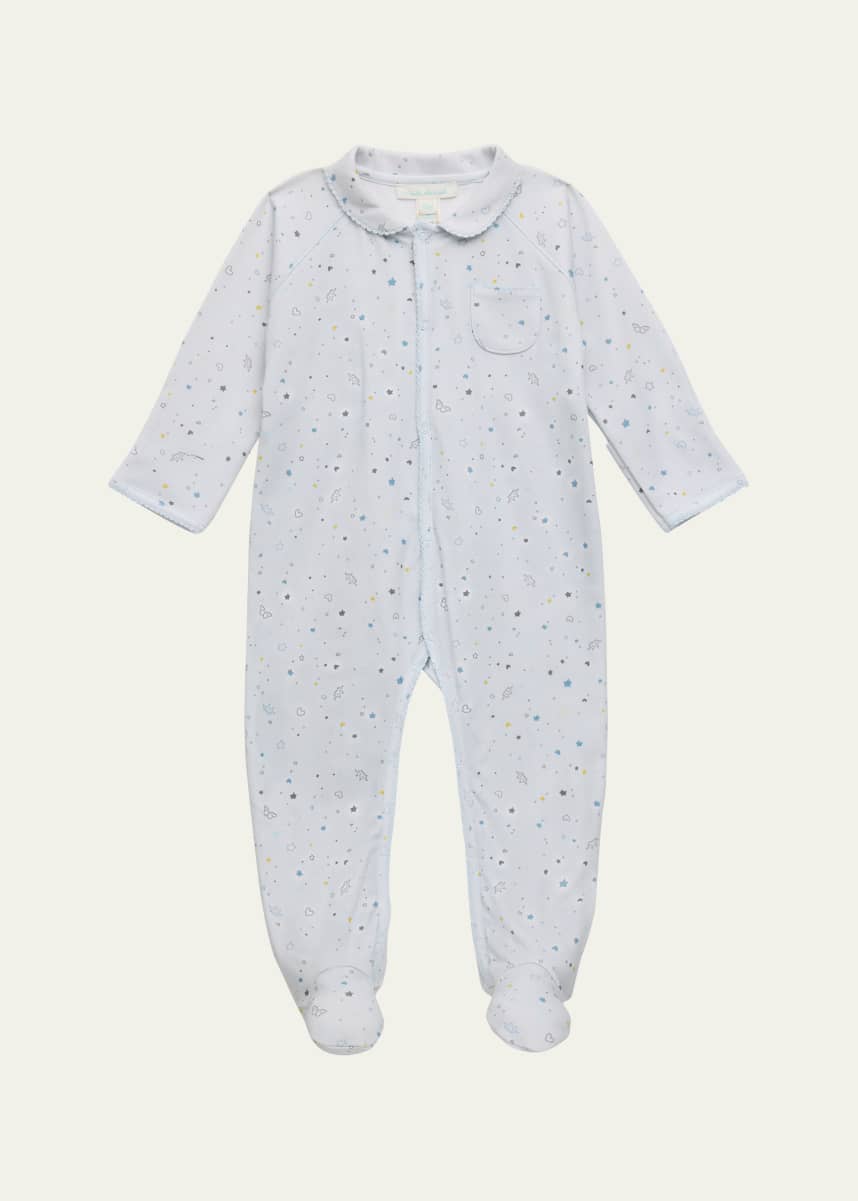 Marie Chantal Kid's Crown & Star-Print Footie, Size Newborn-18M