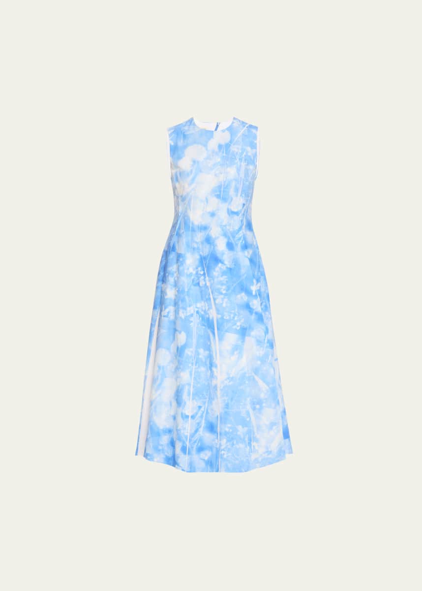 Lafayette 148 New York Sleeveless Pleated Floral-Print Midi Dress