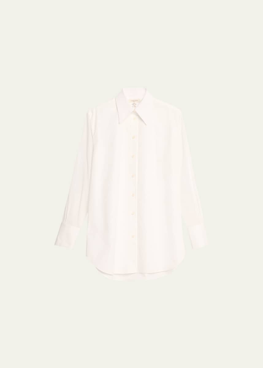 Lafayette 148 New York Oversized Button-Down Cotton Poplin Shirt