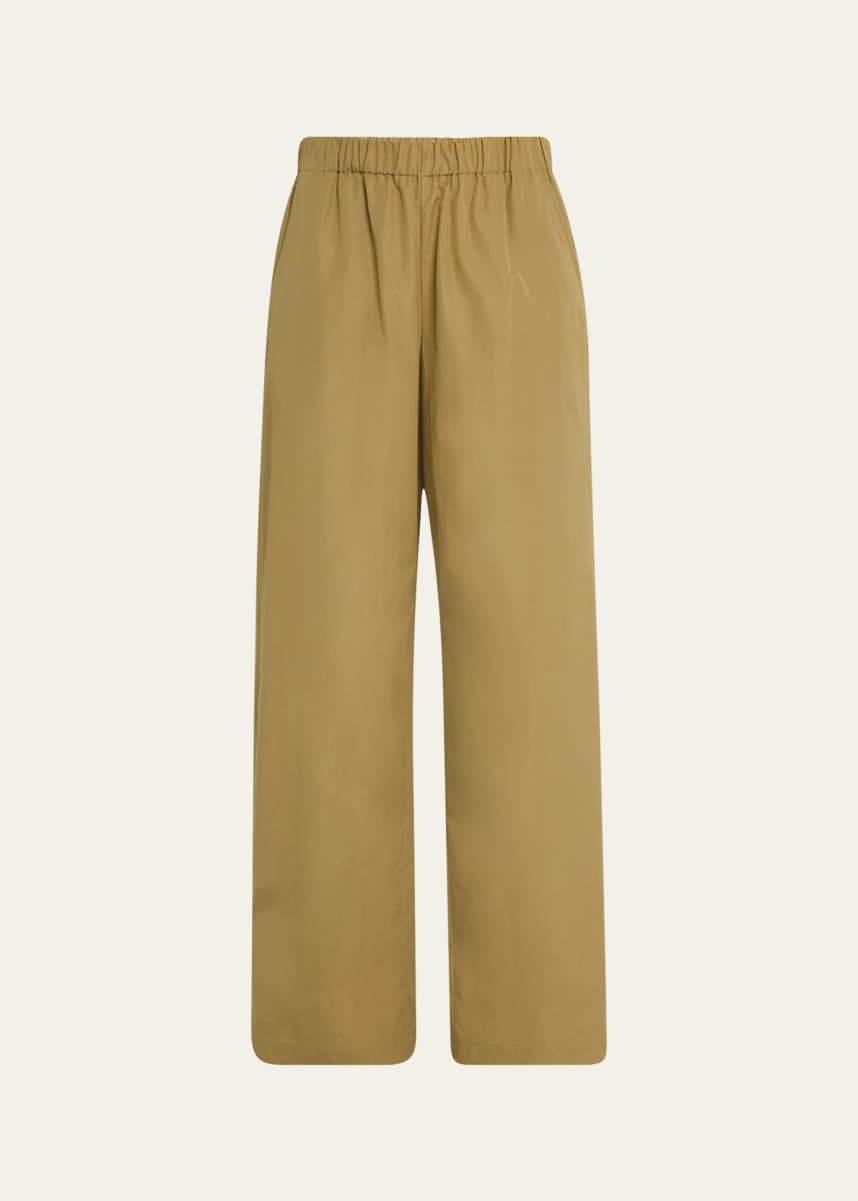 Lafayette 148 New York Riverside Wide-Leg Organic Cotton Poplin Pants