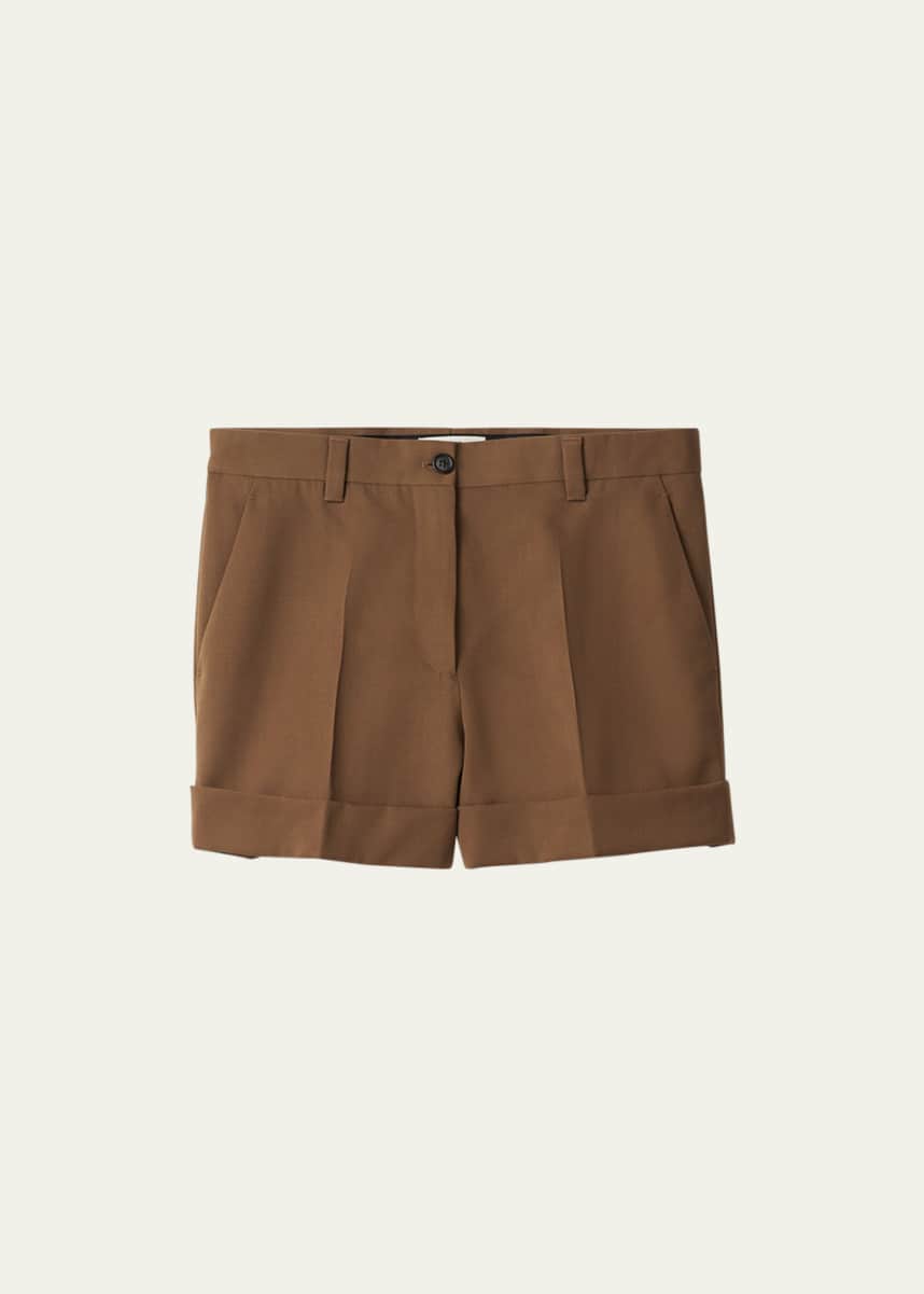 Miu Miu Logo Gabardine Low-Waist Bermuda Shorts
