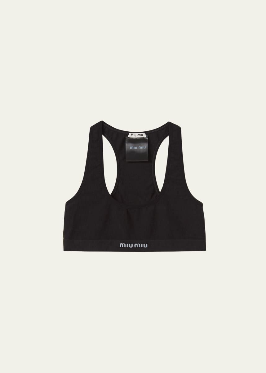 Miu Miu Seamless Jacquard Logo Cropped Top