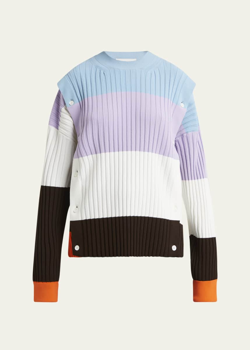 SETCHU Detachable Ribbed Button Sweater