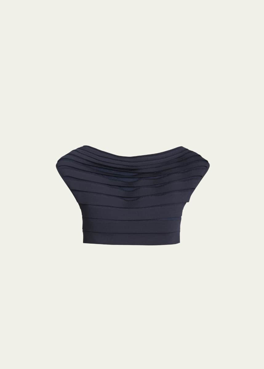 ALAIA Stretch Panelled Ribbed Off-Shoulder Top