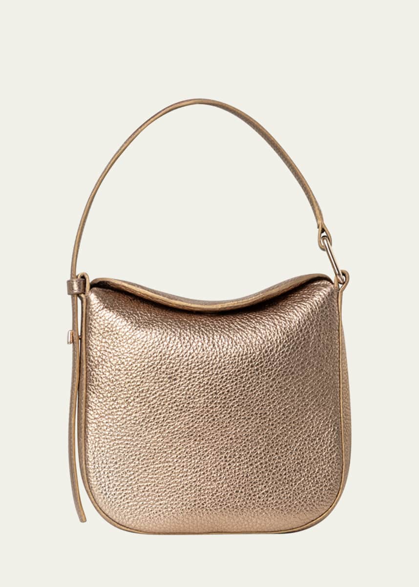 Akris Anna Mini Metallic Leather Hobo Bag