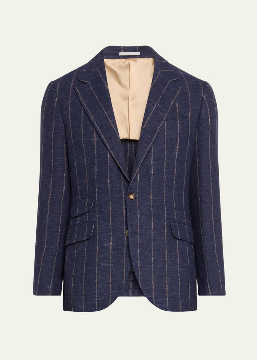 Brunello Cucinelli Men's Striped Linen-Blend Suit