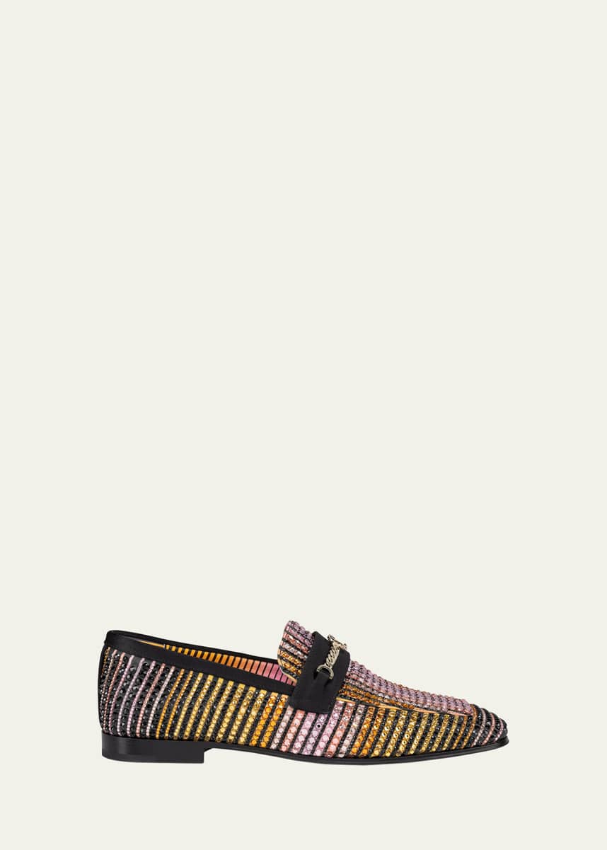 Christian Louboutin MJ Aftersun Strass Chain Red Sole Loafers