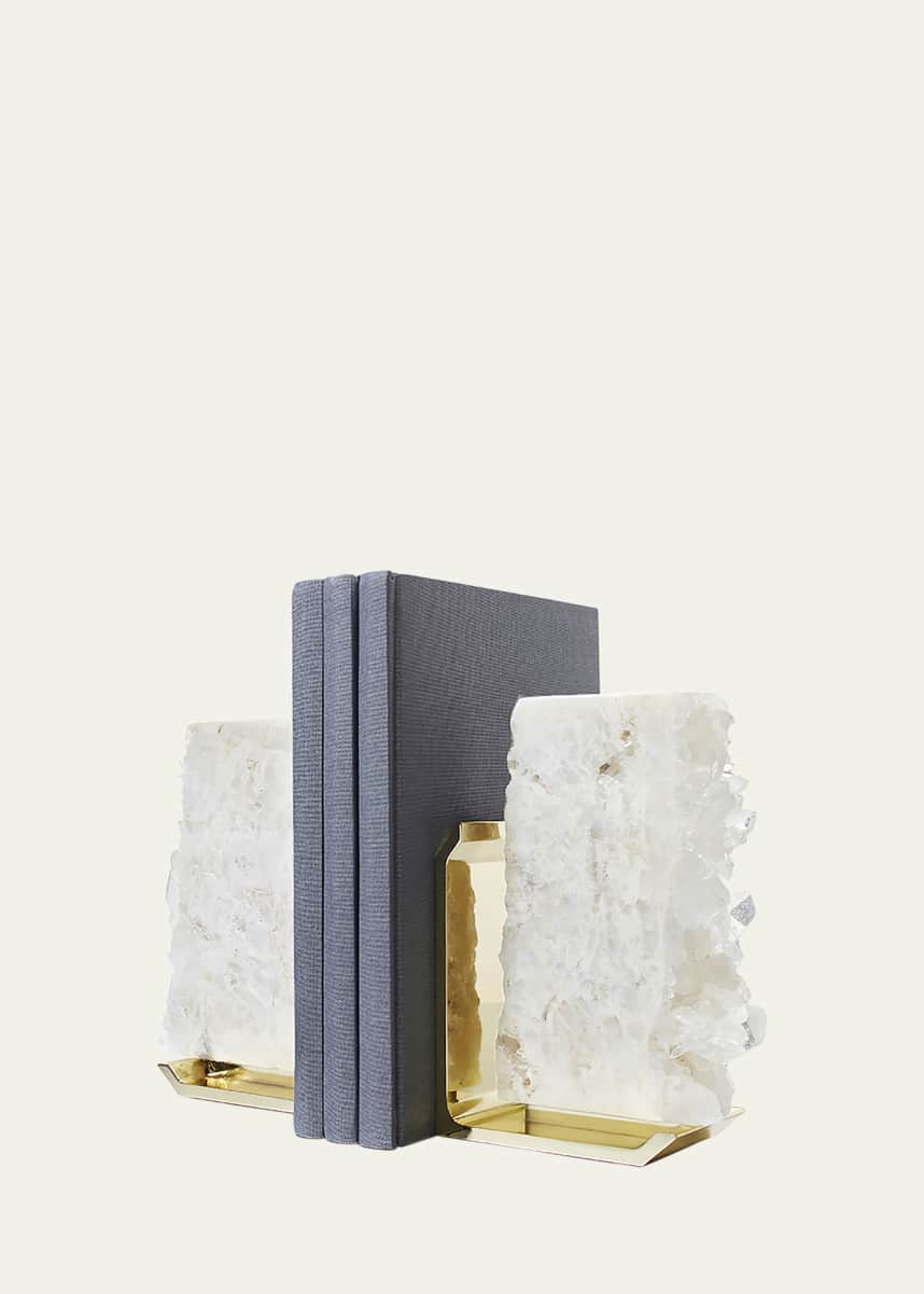 ANNA New York Fim Geo Quartz and Aluminum Bookends
