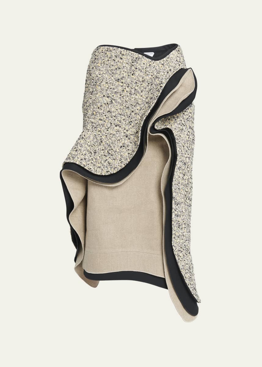 Bottega Veneta Terrazo Ruffle Asymmetric Midi Skirt