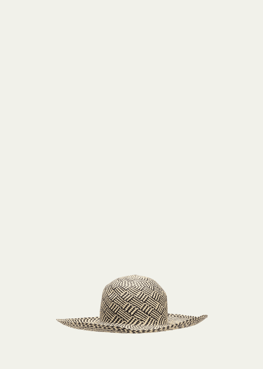 Barbisio Amos Patterned Straw Large-Brim Hat