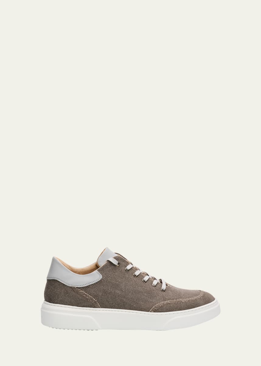 Ron White Men's Maverik Weatherproof Denim and Leather Low-Top Sneakers
