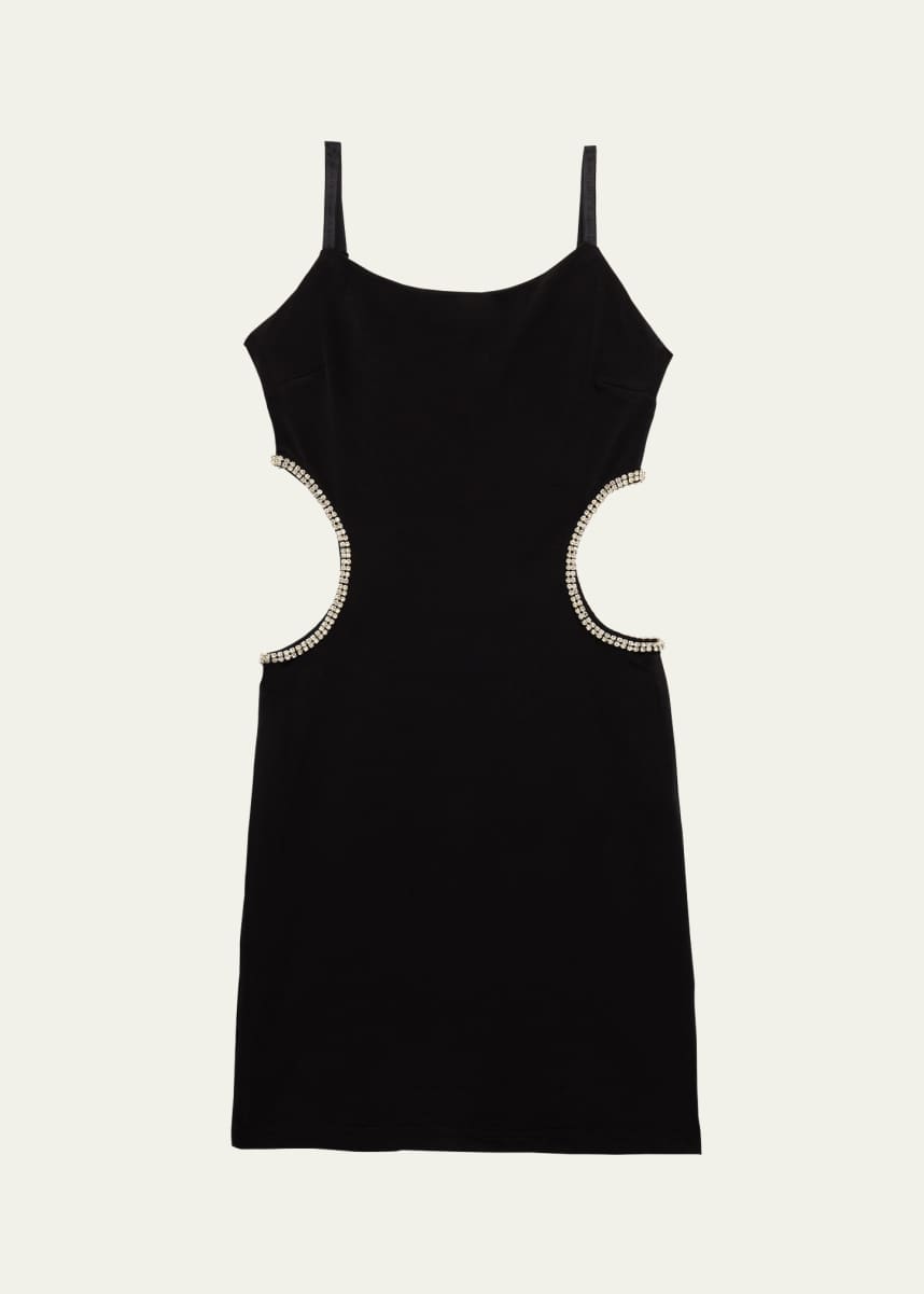 KatieJ NYC Girl's Tween Paris Rhinestone Cutout Mini Bodycon Dress, Size S-XL