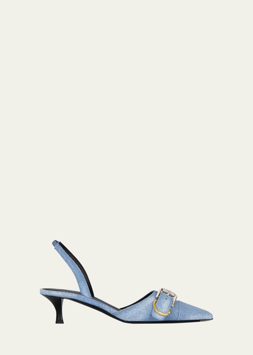 Givenchy Voyou Denim Buckle Slingback Pumps - Bergdorf Goodman