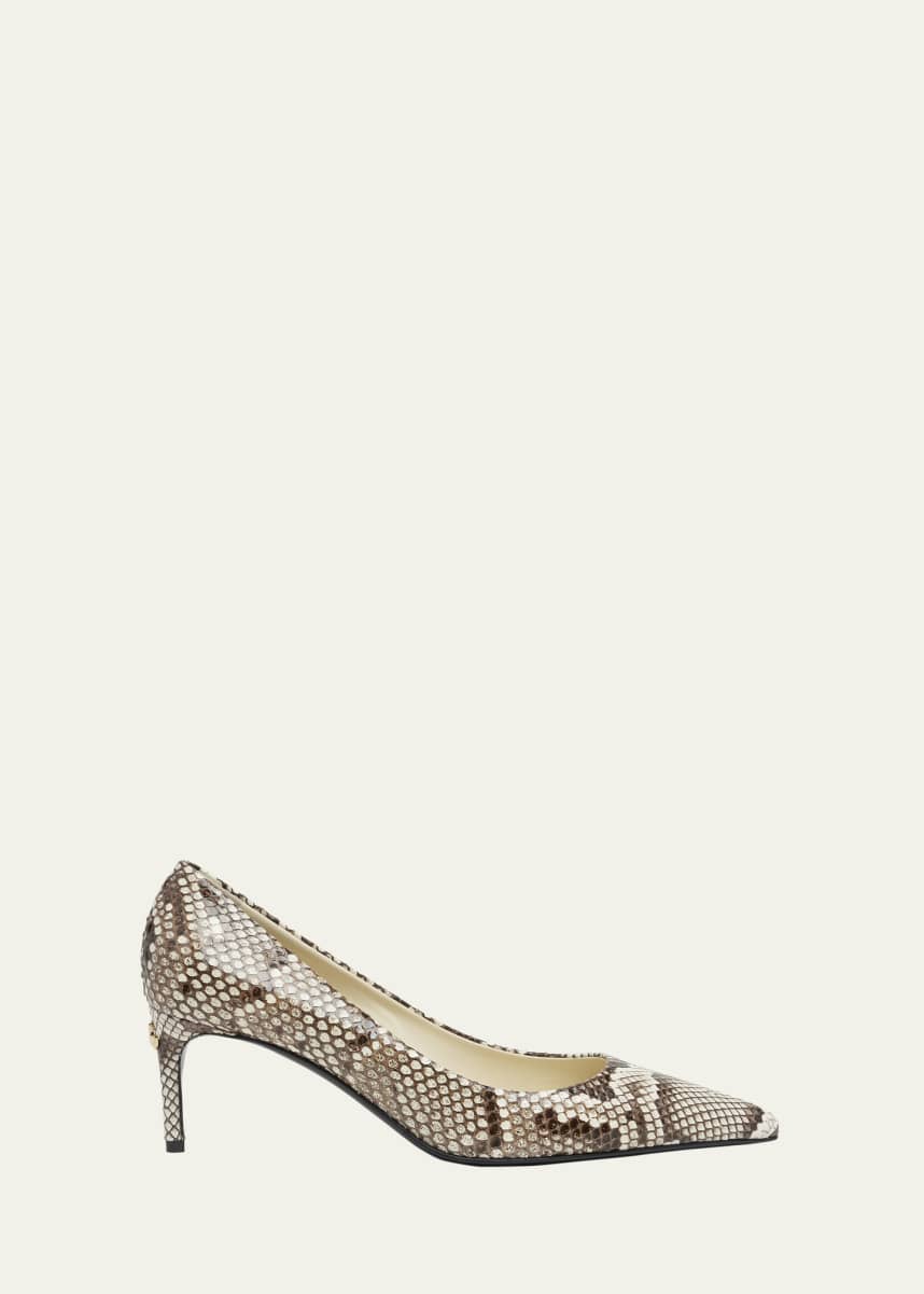Dolce&Gabbana Python-Embossed Leather Pumps