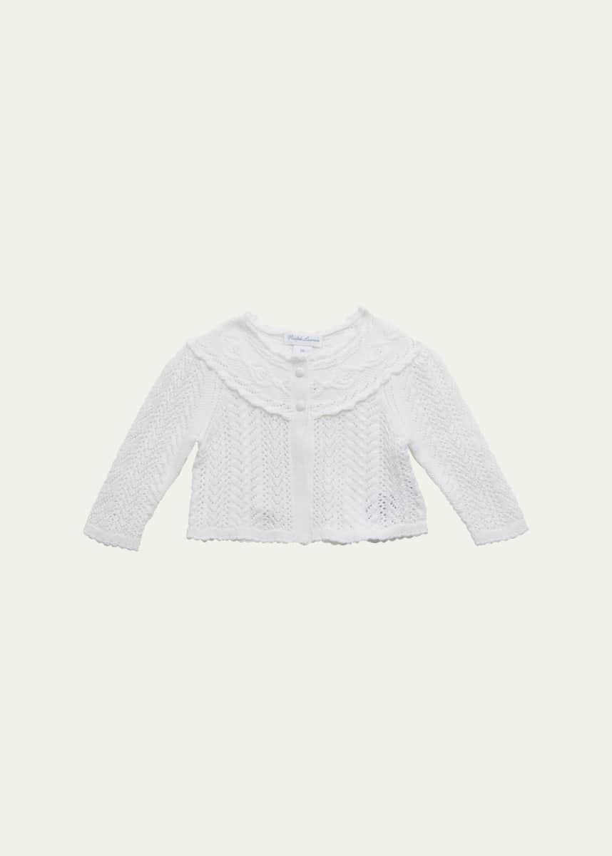 Ralph Lauren Childrenswear Girl's Long-Sleeve Open-Knit Cotton Cardigan, Size 3M-24M