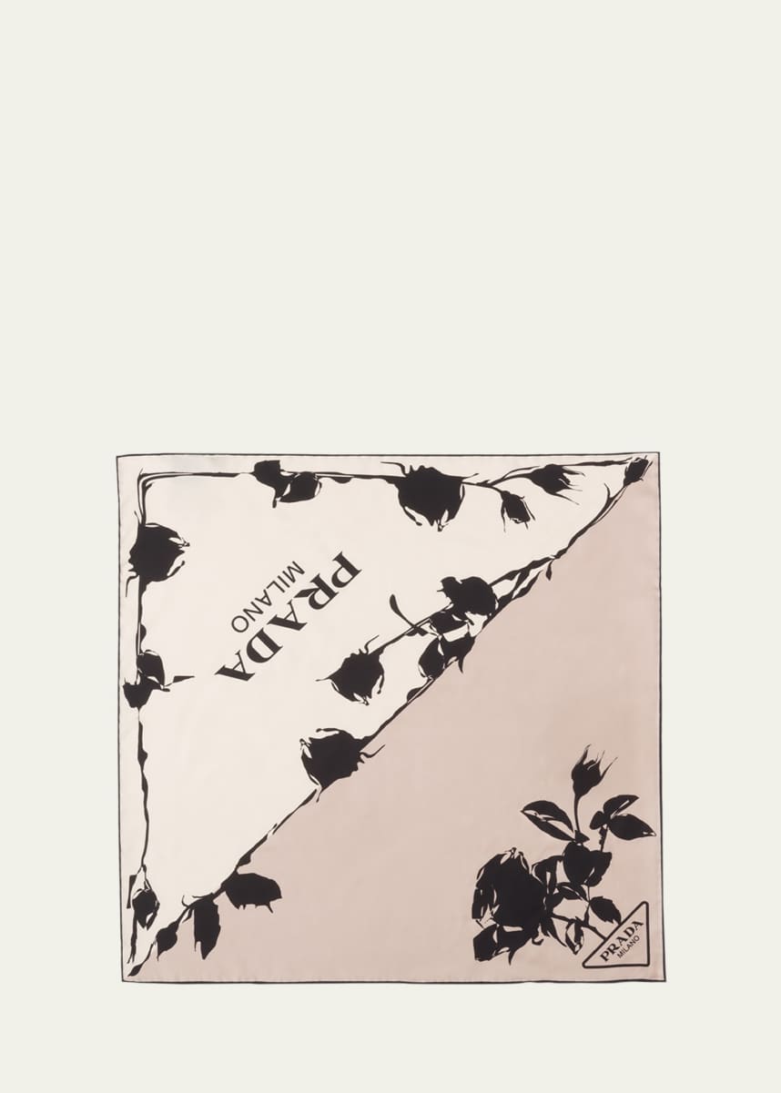 Prada Medium Triangle Logo Silk Scarf