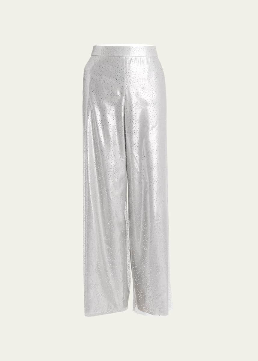 Giorgio Armani Crystal Wide-Leg Silk Trousers