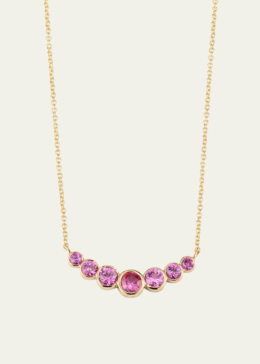 Sydney Evan 14K Graduated Bezel Curve Bar Necklace with Pink Sapphires