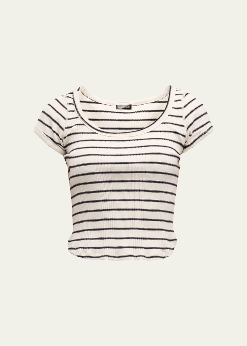 MOTHER The Itty Bitty Scoop Striped Tee