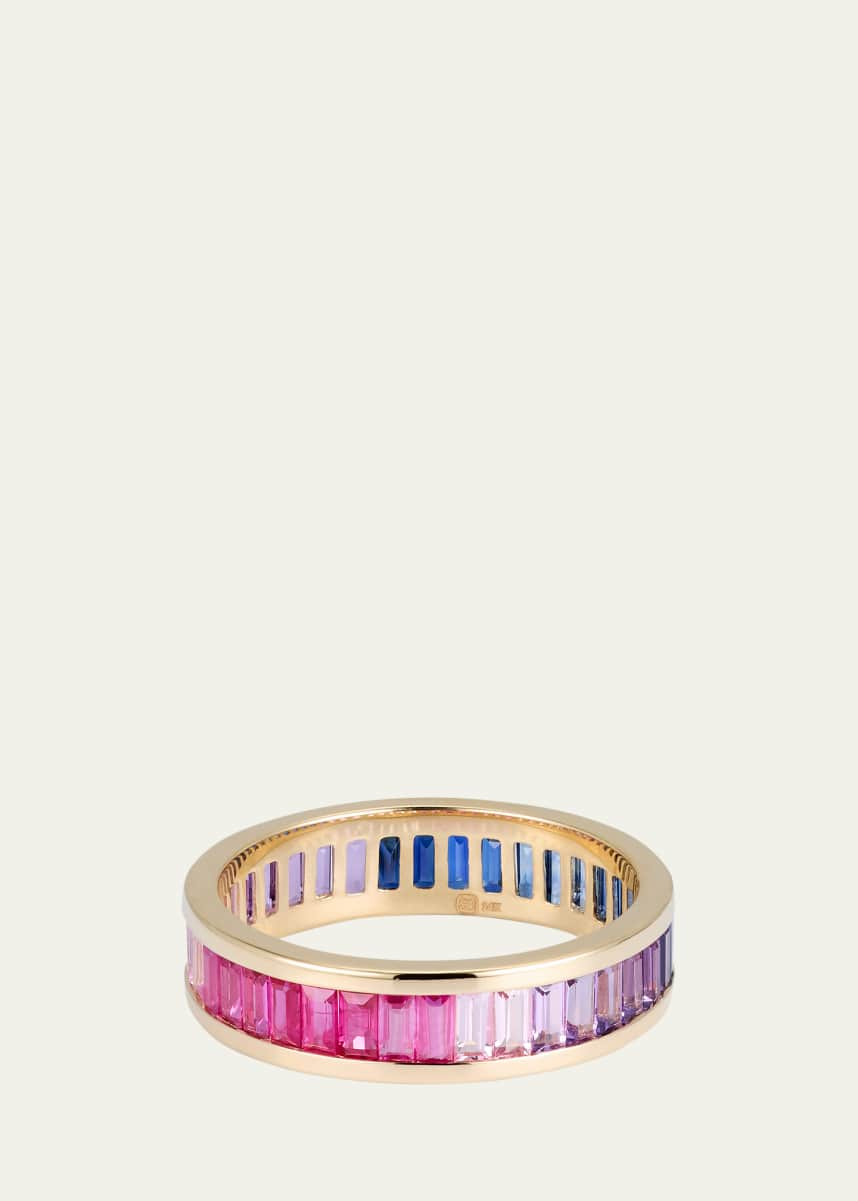 Sydney Evan 14K Gold and Gemstone Channel-Set Baguette Eternity Ring