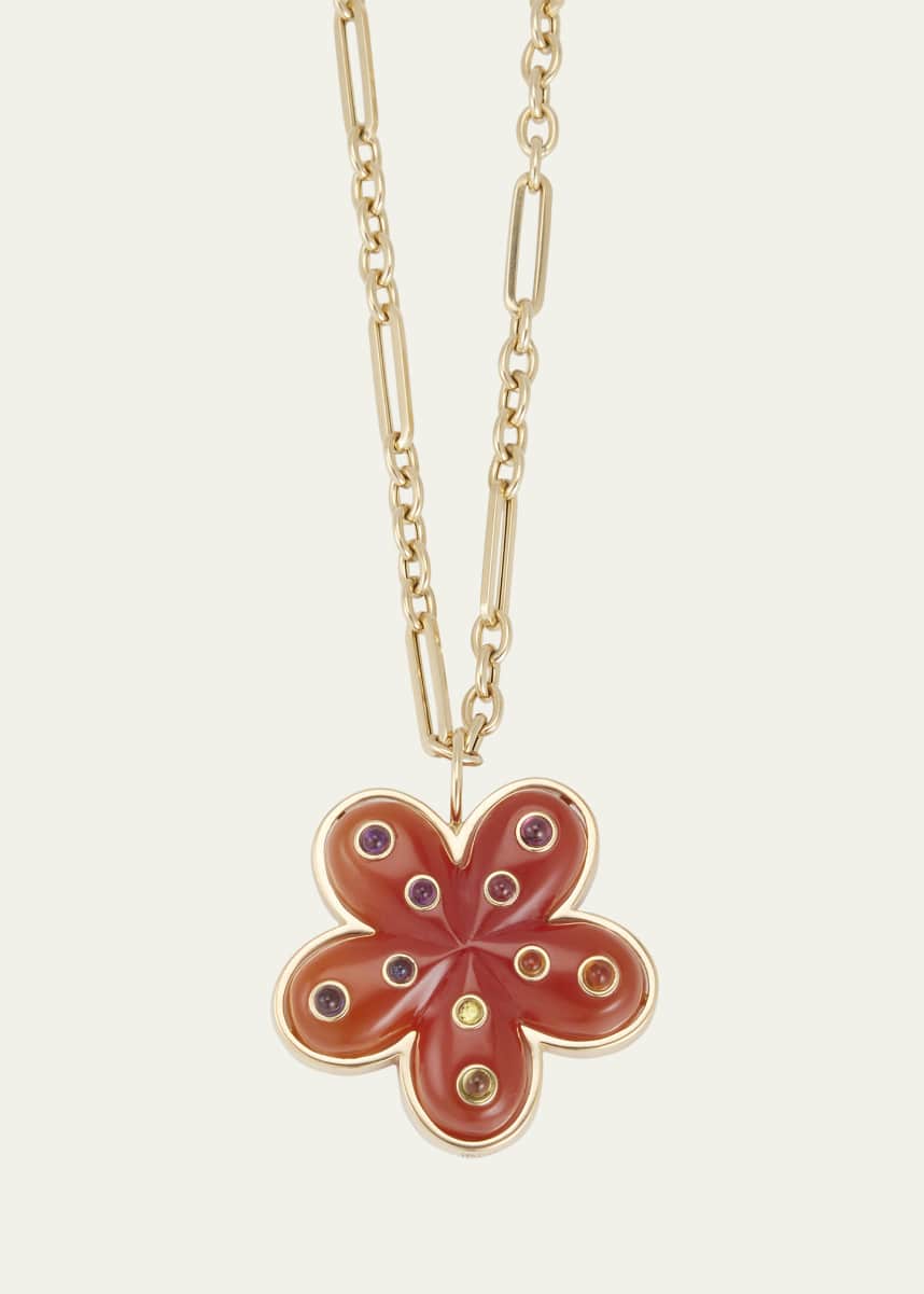 Brent Neale 18K Carved Carnelian Flower Necklace