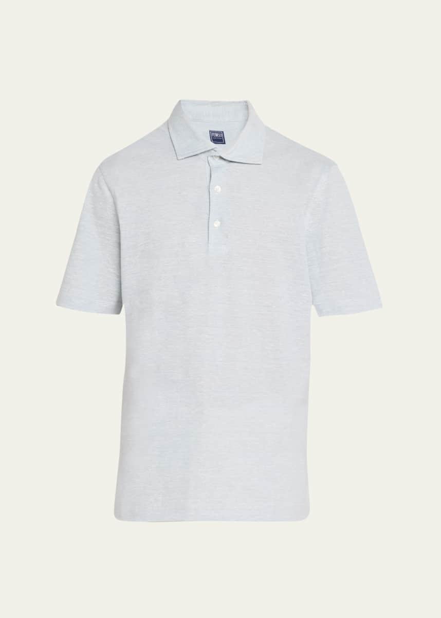 Fedeli Men's Linen-Cotton Pique Polo Shirt