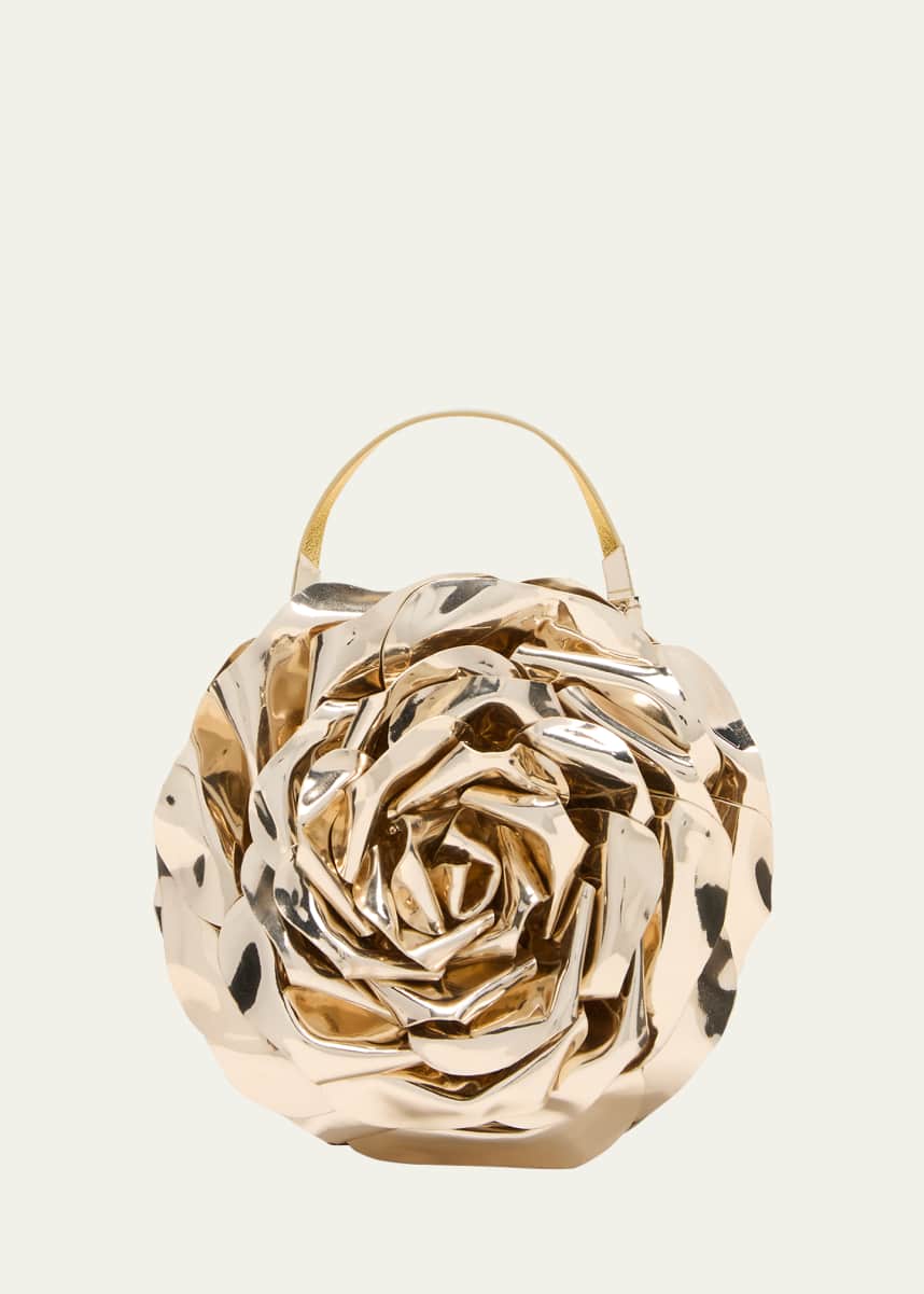 Balmain Rose Minaudiere in Reflective Leather