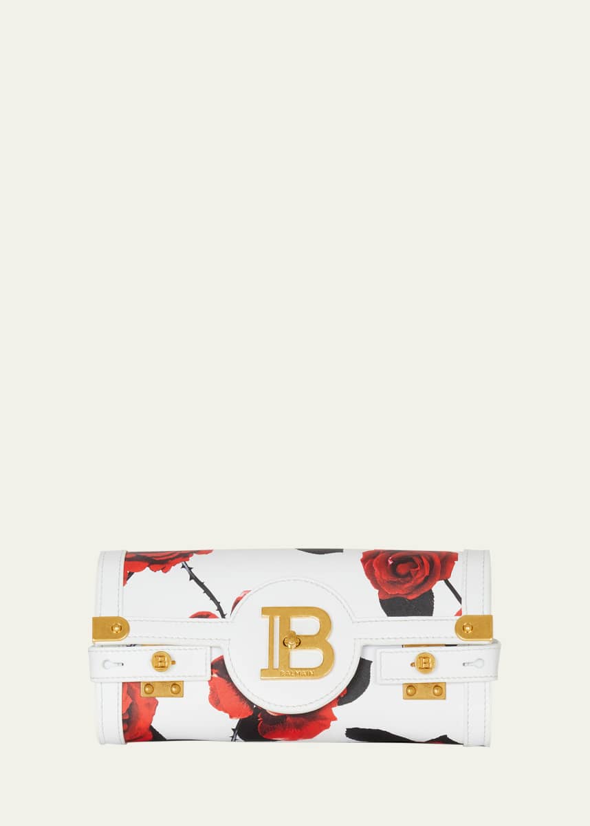 Balmain BBuzz 23 Wallet on a Chain in Rose Printed Leather