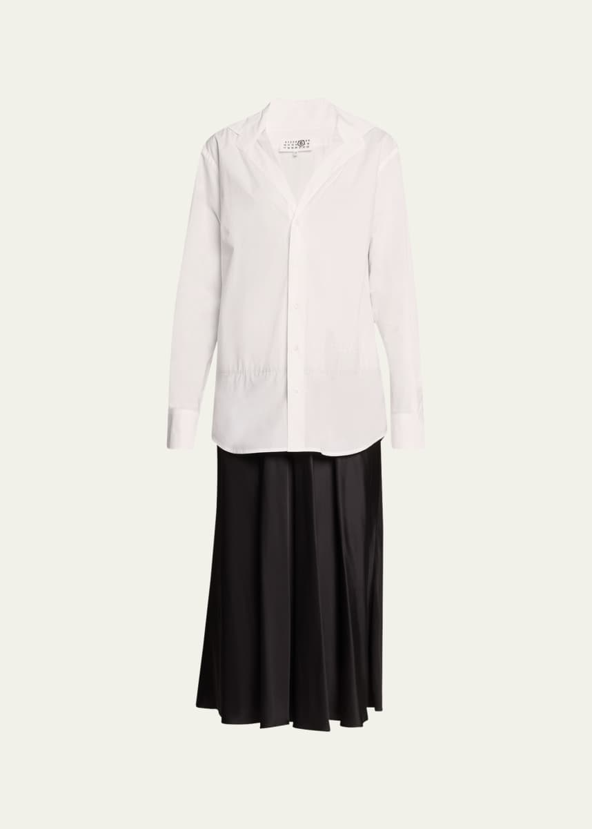 MM6 Maison Margiela Long-Sleeve Combo Midi Shirtdress