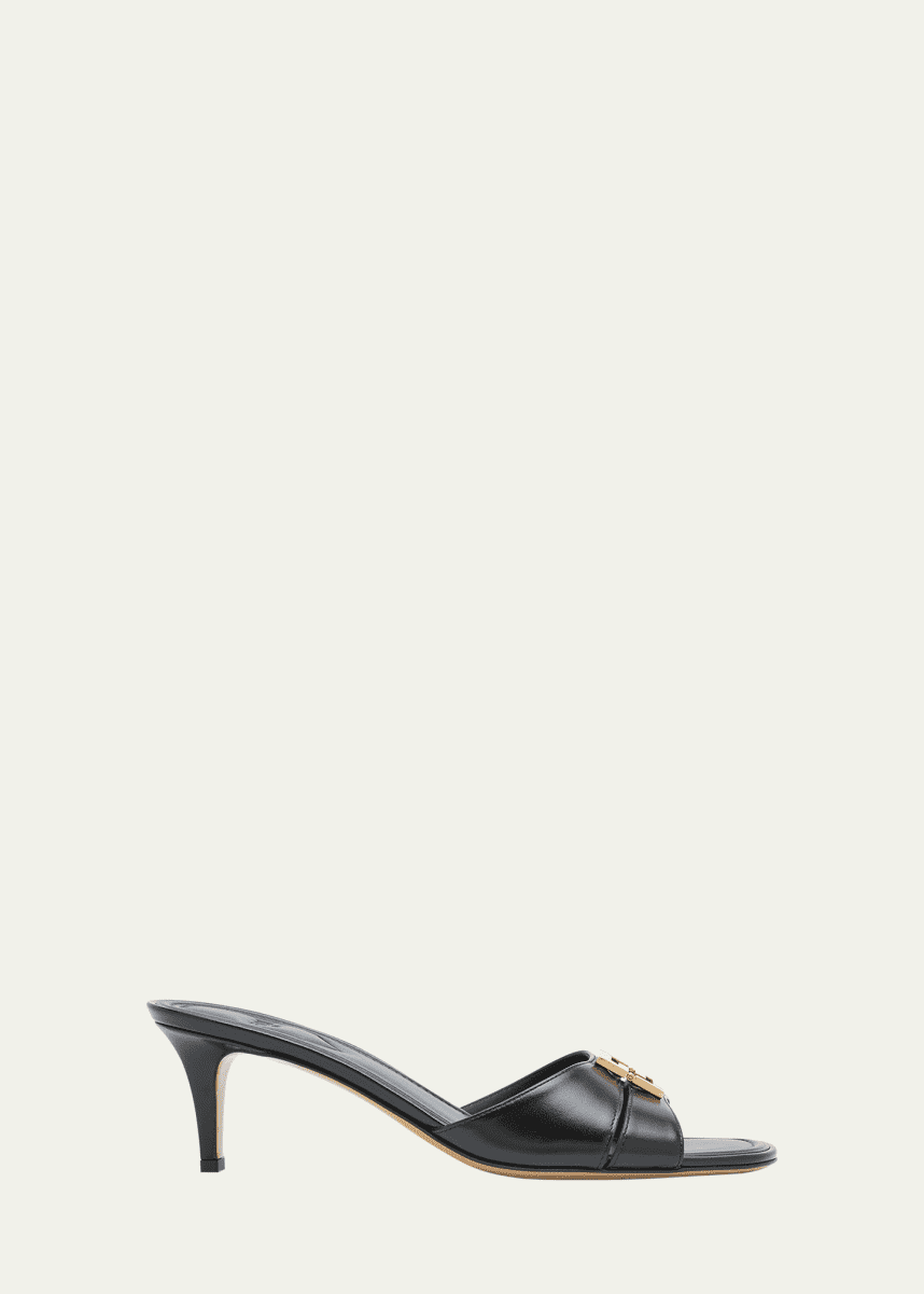 Fendi Fold Leather Kitten-Heel Sandals