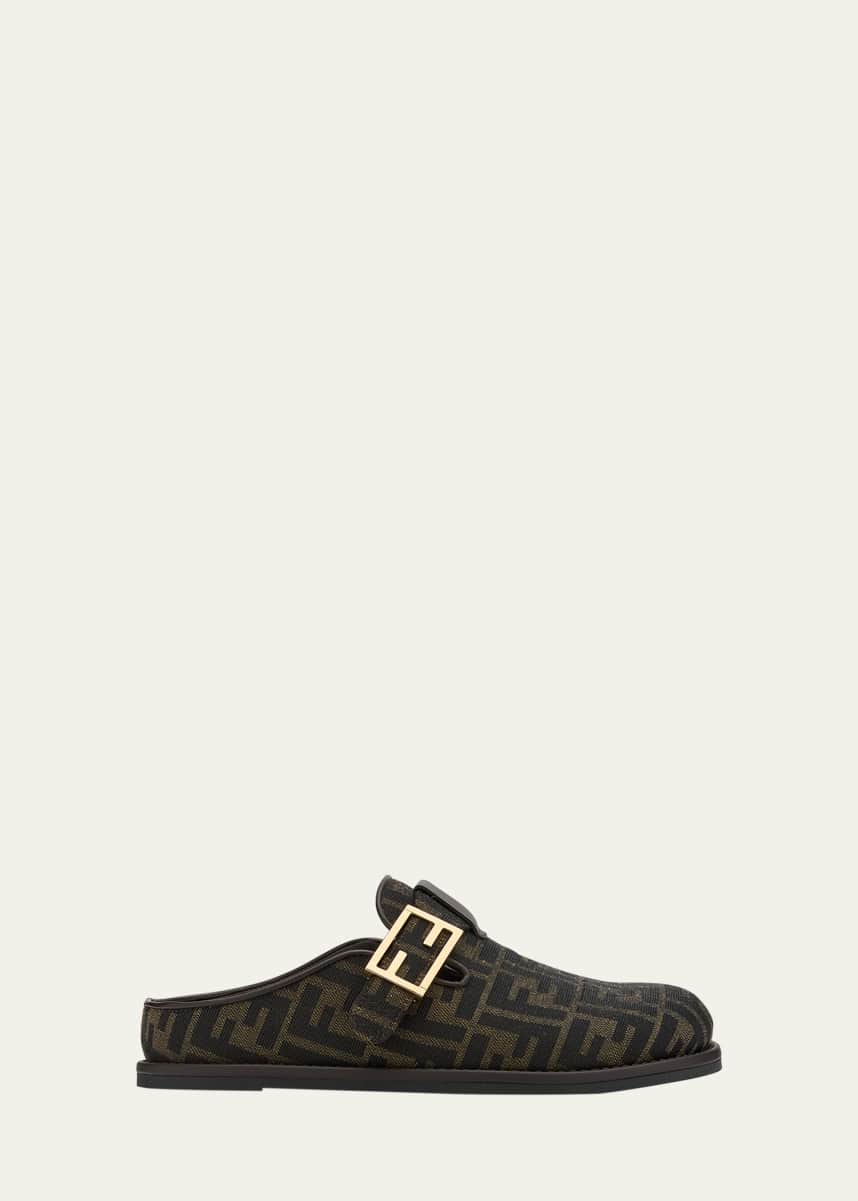 Fendi Feel FF Jacquard Sabot Mules