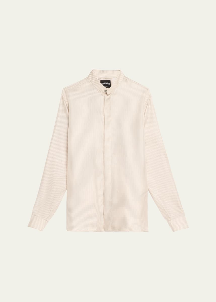 Giorgio Armani Men's Micro-Striped Silk Formal Shirt