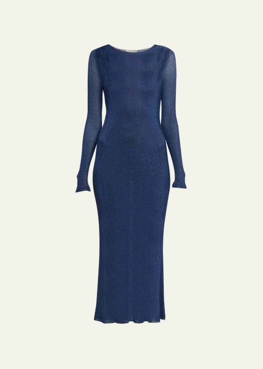 Ulla Johnson Simone Sheer Stripe Knit Midi Overlay Dress