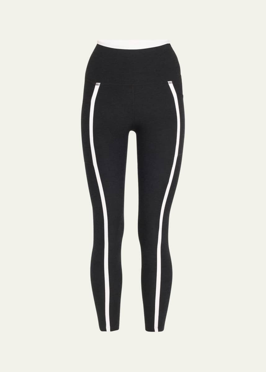 Beyond Yoga Heather Rib Practice High Waisted Pant in Black Heather