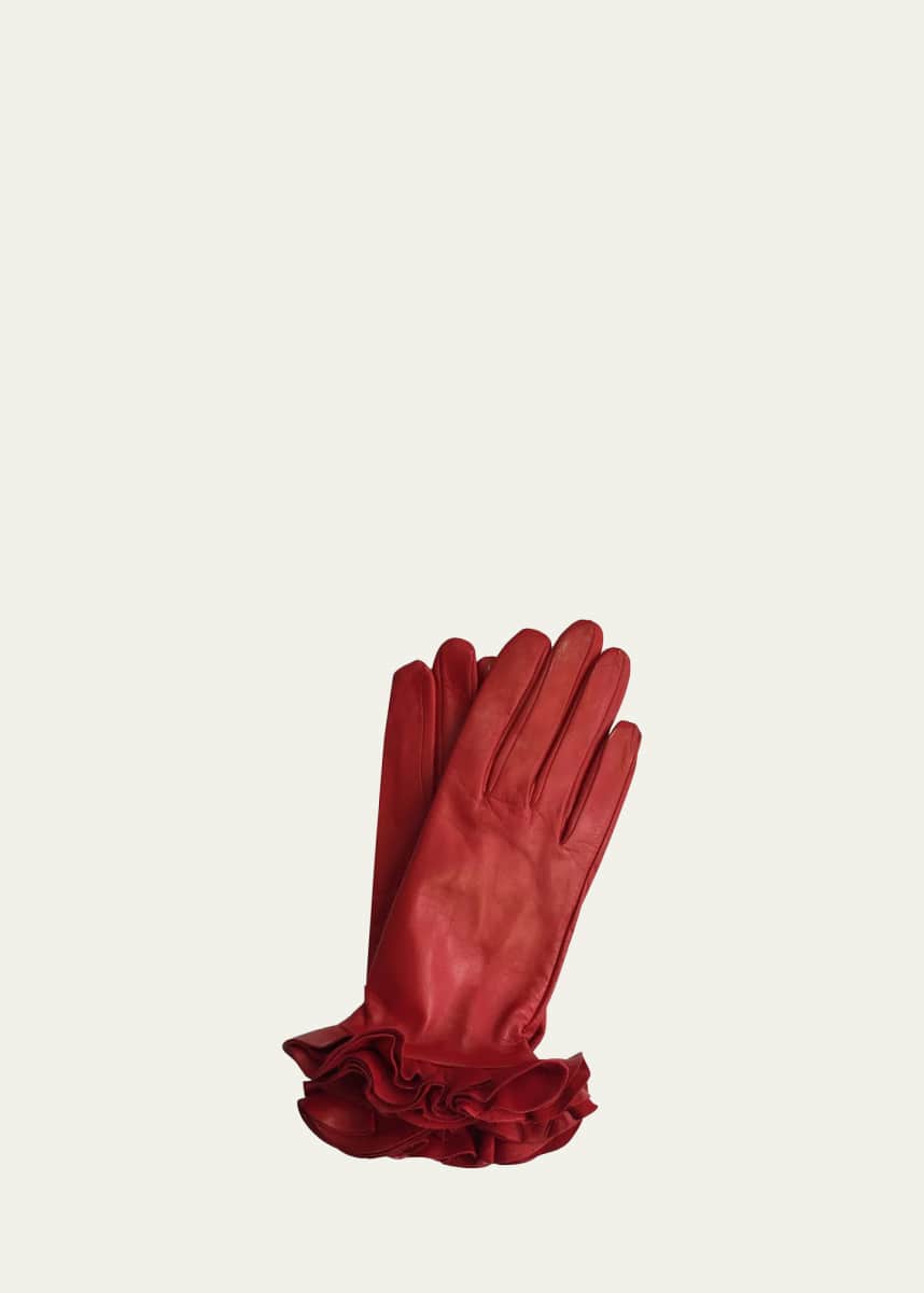 Paula Rowan Danielle Ruffled Leather Gloves
