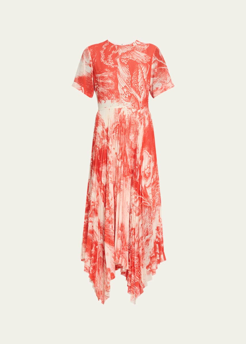 Jason Wu Collection Oceanscape Printed Midi Dress with Handkerchief Hem