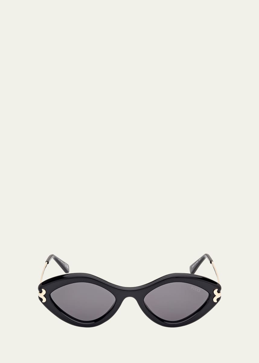 Pucci Logo Acetate & Metal Oval Sunglasses