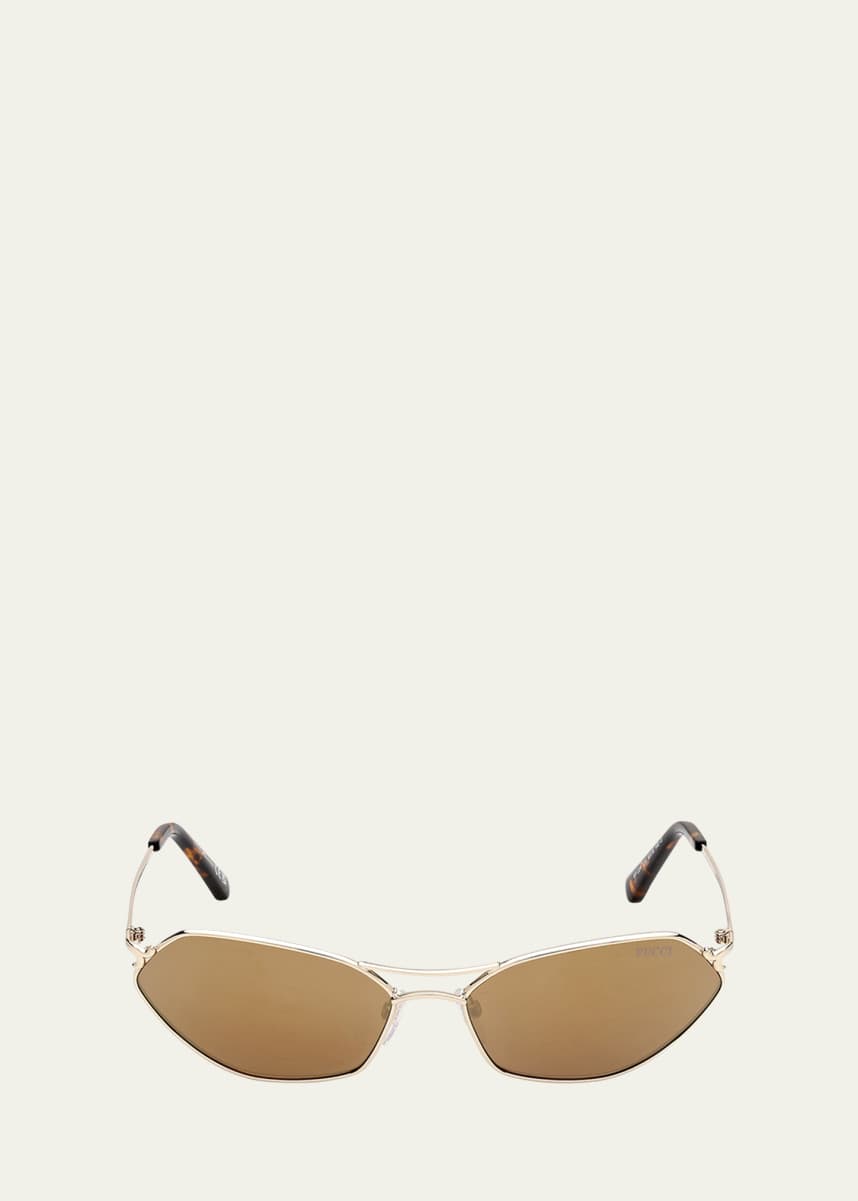 Pucci Geometric Metal & Acetate Rectangle Sunglasses
