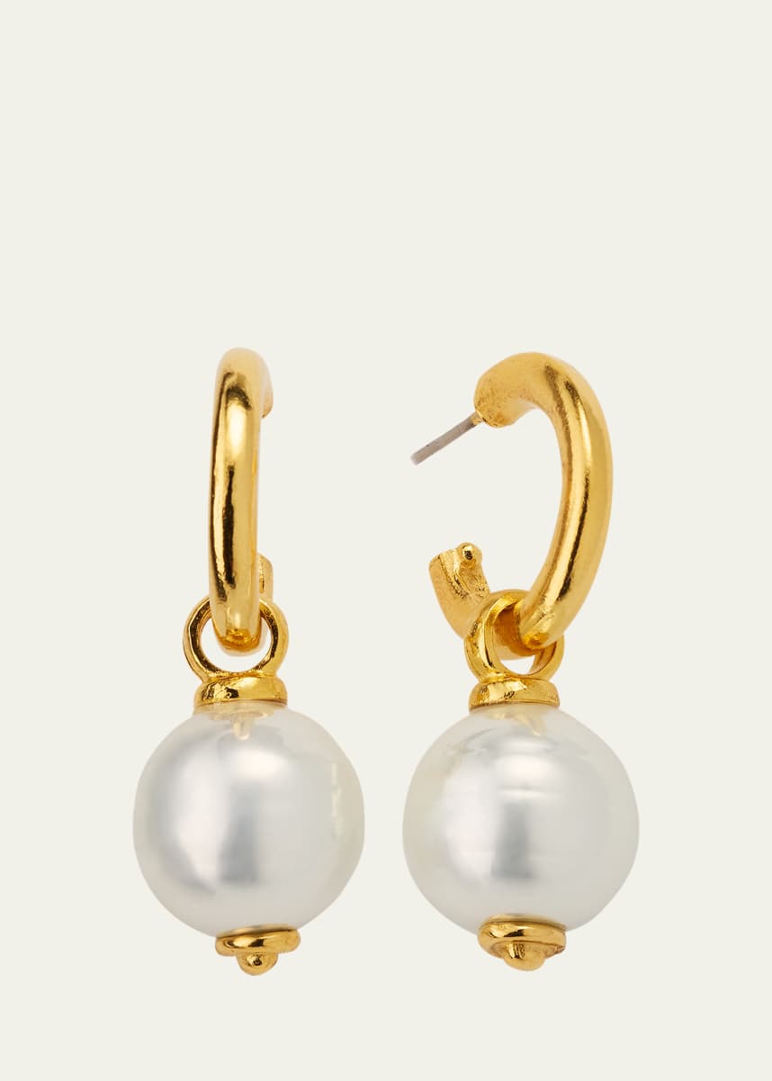 Ben-Amun Monah Gold Hoop Earrings with Faux Pearl Drops